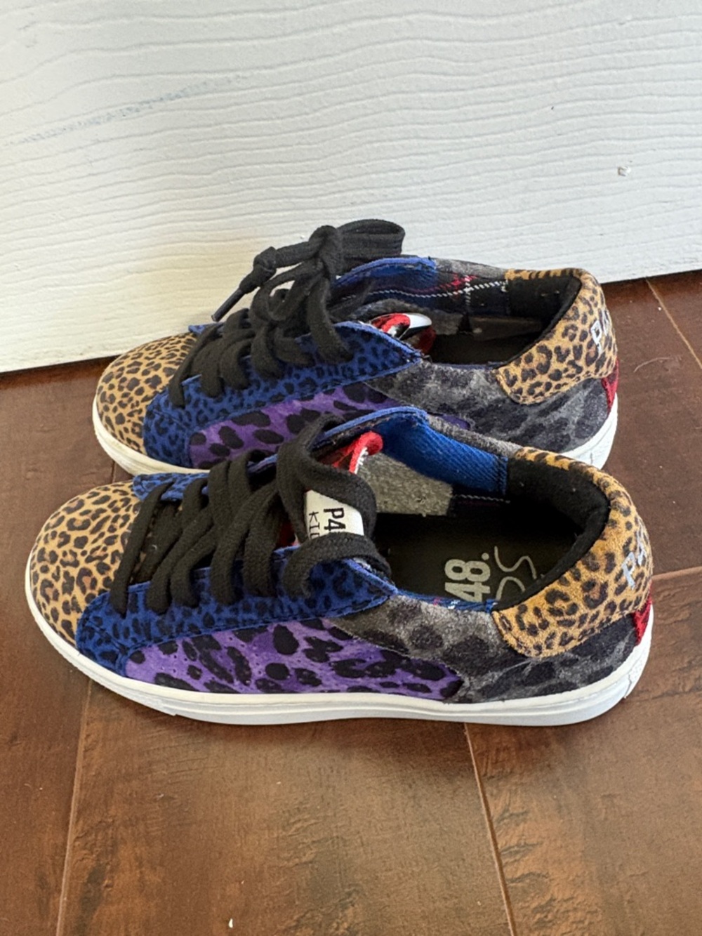 P448 Kids Multicolor Animal Print Lace-Up Sneakers